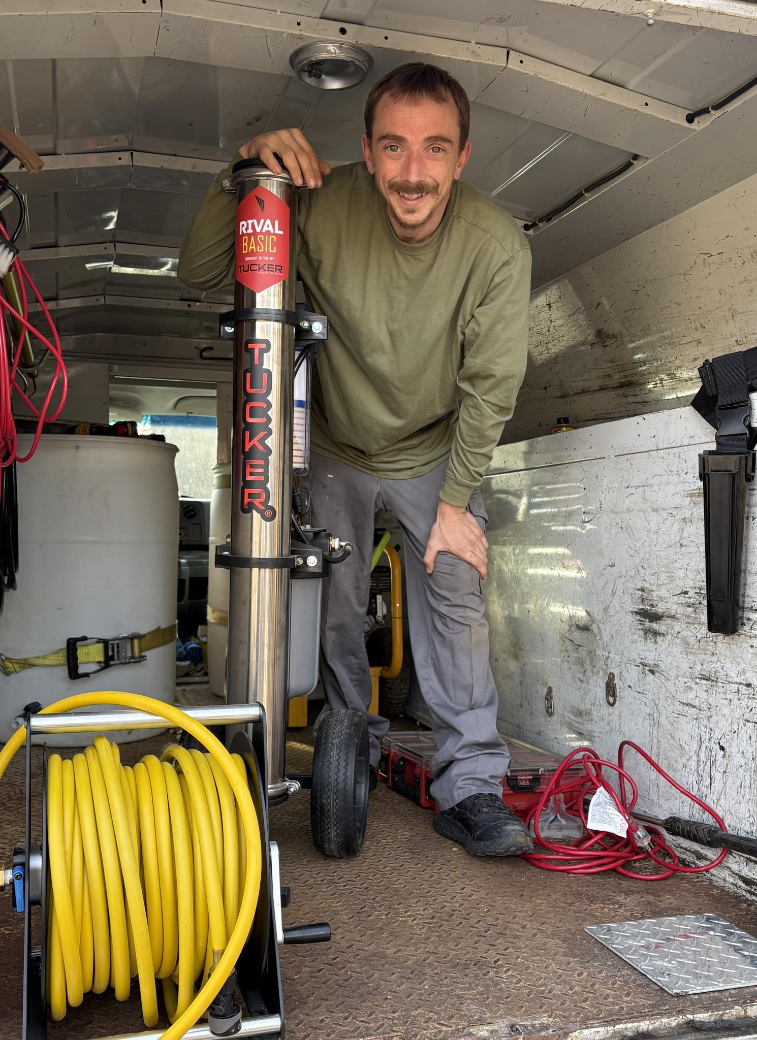 Professional Tucker water-fed pole system ready for service